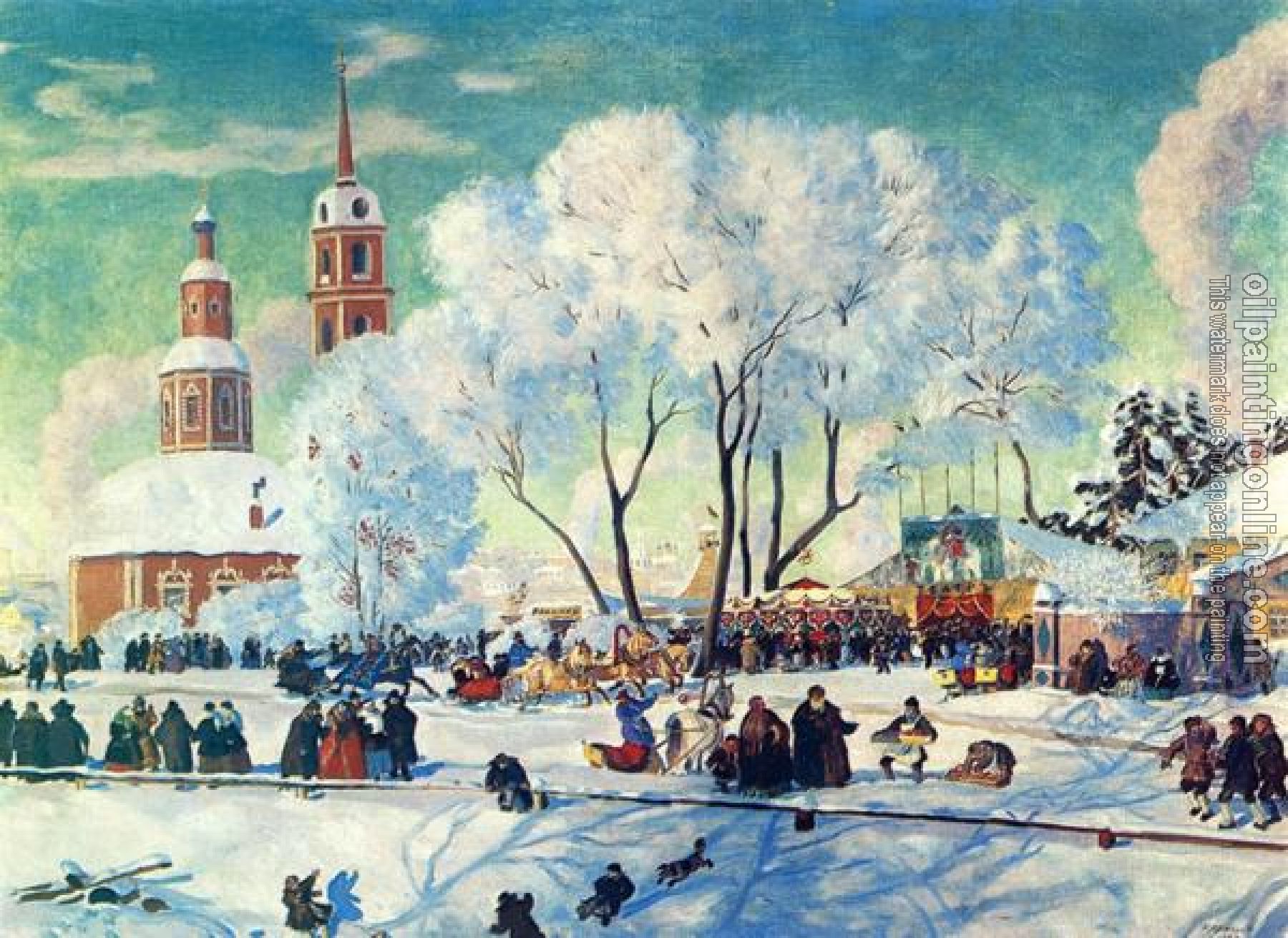 Kustodiev, Boris - Pancake Tuesday, Maslenitza